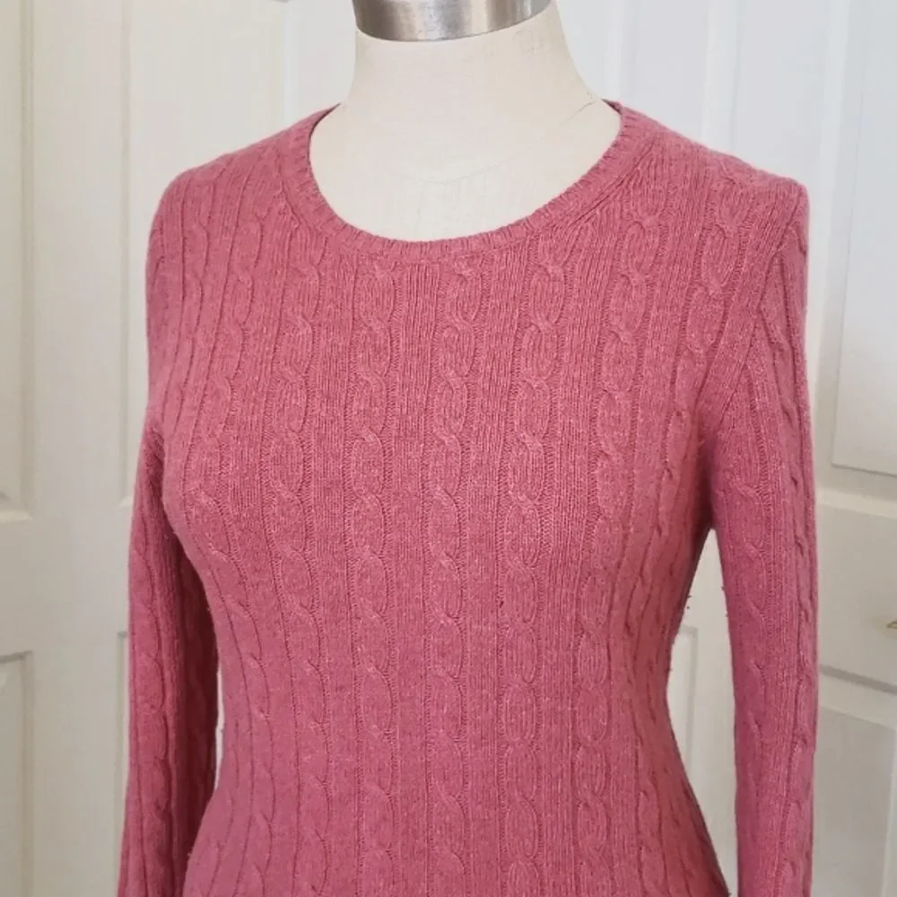 J.Crew Merino Wool Cashmere Angora Cableknit Sweater | Heather Red Pink | Size S